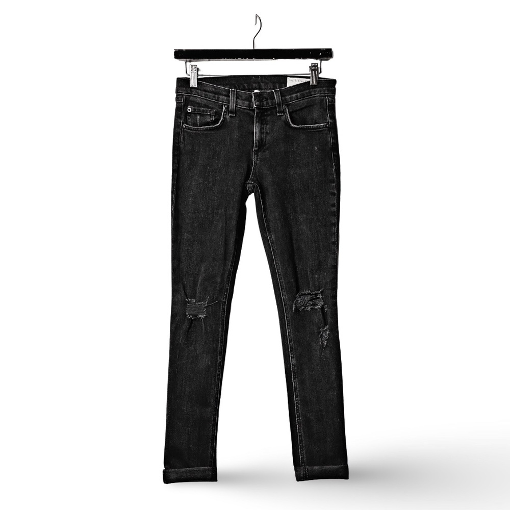RAG & BONE Women's Skinny Rock Holes Jeans (W1502K302); Black; Size 26